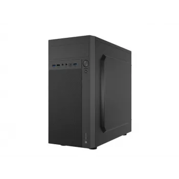 Caja de PC NATEC Helix Mini Tower negra — microATX/Mini-ITX, 3×3,5 pulgadas + 5×2,5 pulgadas, GPU 33 cm, conectores USB-C/USB-A
