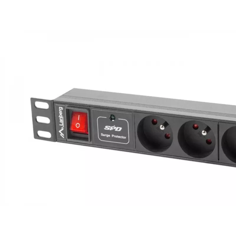Lanberg PDU-04E04I-0200-IEC-BK PDU para rack 1U, 4x tipo E + 4x IEC C13, 10 A, 2 m, negro