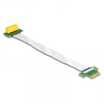 Tarjeta riser DeLOCK PCI Express x1 conector macho a ranura x1 en ángulo de 90° con cable FPC 15 cm