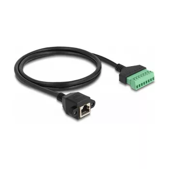 Cable RJ45 DeLOCK Cat.6 conector hembra a adaptador de bornes en carril 1 m