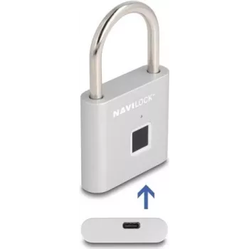 Candado Navilock 20966 candado biométrico de huella dactilar, 75×45 mm, plata