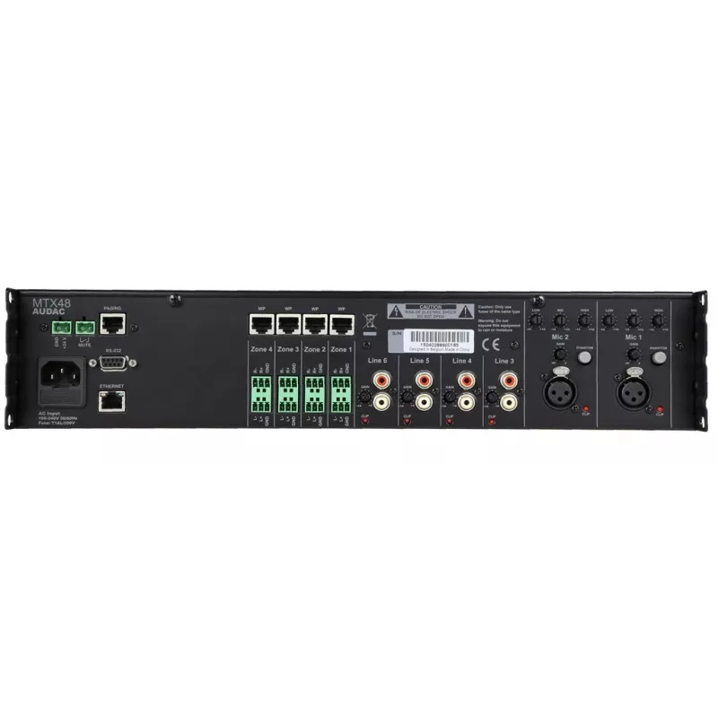 Amplificador de audio AUDAC MTX48 uso doméstico negro 80 dB SNR 20-20000 Hz