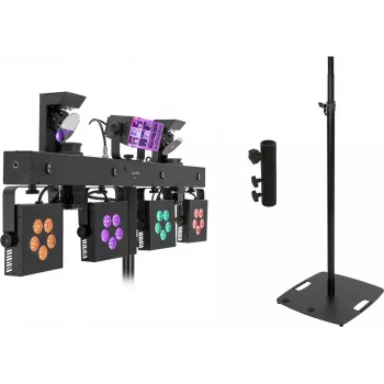 Set de iluminación LED EUROLITE KLS Scan Pro Next Compact con soporte de altavoz negro BPS-3