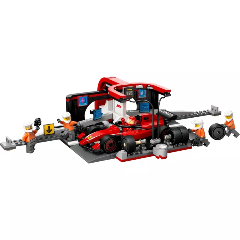 LEGO City F1-Boxenstopp-Set 60443 – Coche Ferrari F1, 322 piezas, 5 minifiguras, edad 6+