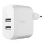 Belkin BOOST CHARGE - Fuente de alimentación - 24 vatios - QC 3.0 - 2 puertos de salida (USB) - blanco (WCB002VFWH)
