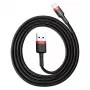 Cable USB-A a Lightning Baseus Cafule 2.4A QC 3.0, 1 m — negro/rojo