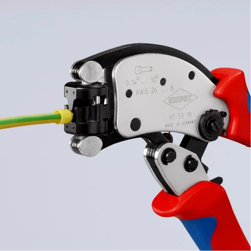 KNIPEX Twistor T alicate de crimpar autoajustable, alicate de crimpar para terminales