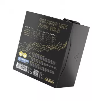 Fuente de alimentación MODECOM VOLCANO HEX GOLD 750W, 80 PLUS Gold, ATX 3.1, modular, ventilador de 14 cm