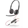 HP Poly Blackwire C3225 auriculares con micrófono con cable, supraurales, binaurales, USB-A + jack de 3,5 mm, aislamiento de ruido, negros