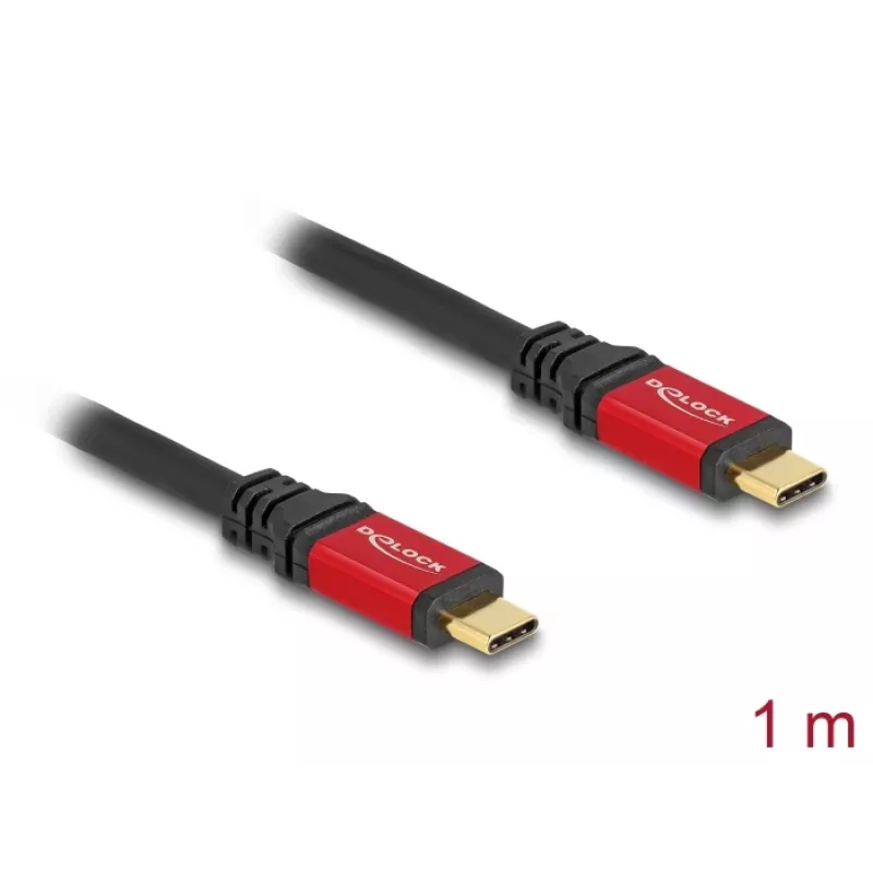 DeLOCK Cable USB Type-C macho a macho 10 Gbps PD 3.0 100 W 1 m rojo metal
