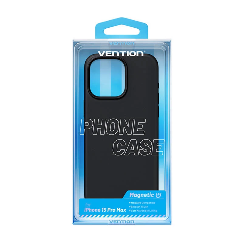 Funda protectora de silicona Vention KUFB0-40 para iPhone 15 Pro Max — funda negra de tacto suave
