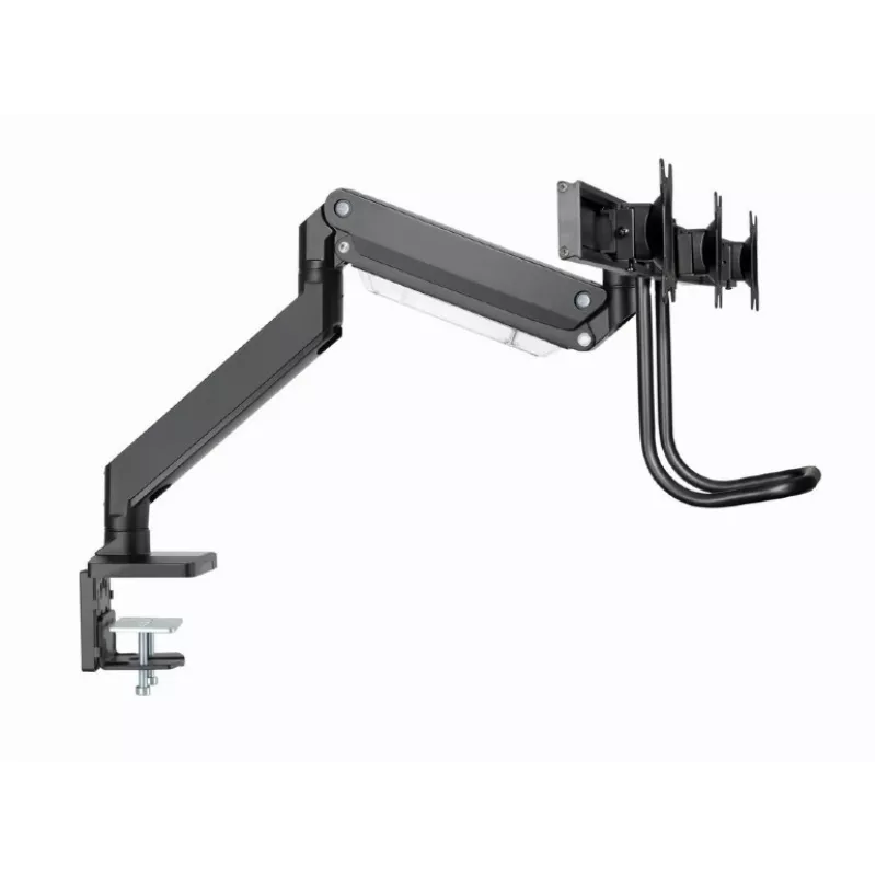 Soporte de escritorio para monitor GEMBIRD MA-DA3-03, 3 brazos, resorte de gas, VESA 75–100x100, soporta 3 pantallas de hasta 27 inch , máx. 18 kg, negro
