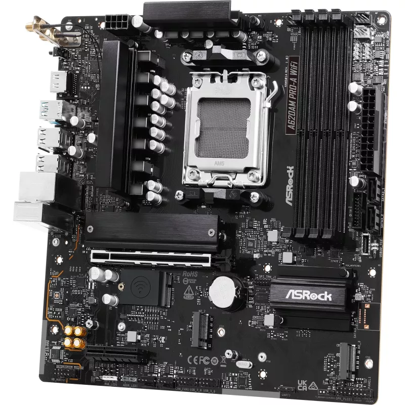 Placa base ASRock A620AM Pro-A WiFi AM5 mATX — AMD A620, socket AM5, DDR5 hasta 256 GB, Wi‑Fi 6E, 2.5Gb LAN, HDMI 2.1