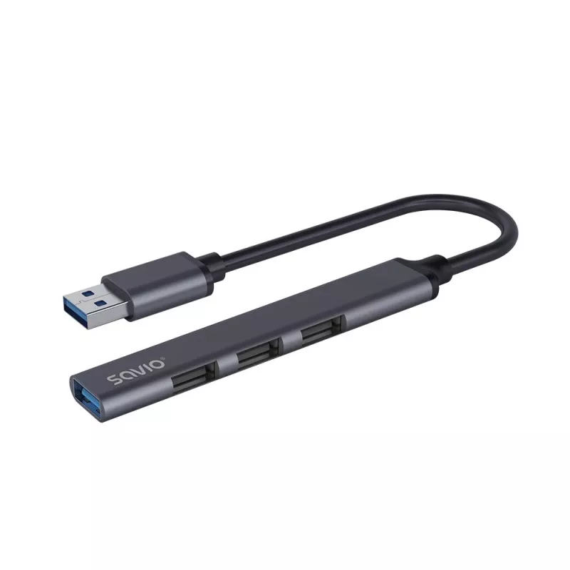 Savio AK-70 hub USB-A, 4 en 1: 3 x USB-A 2.0 + 1 x USB-A 3.1 Gen 1, 5 Gbps