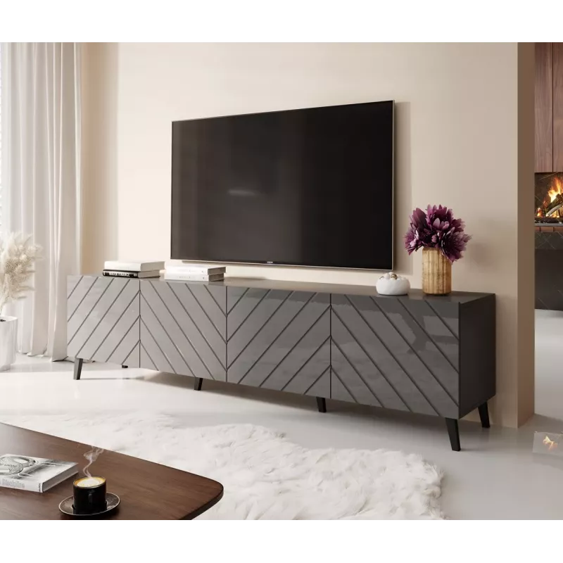 Mueble RTV ABETO 200x42x52 grafito/brillante