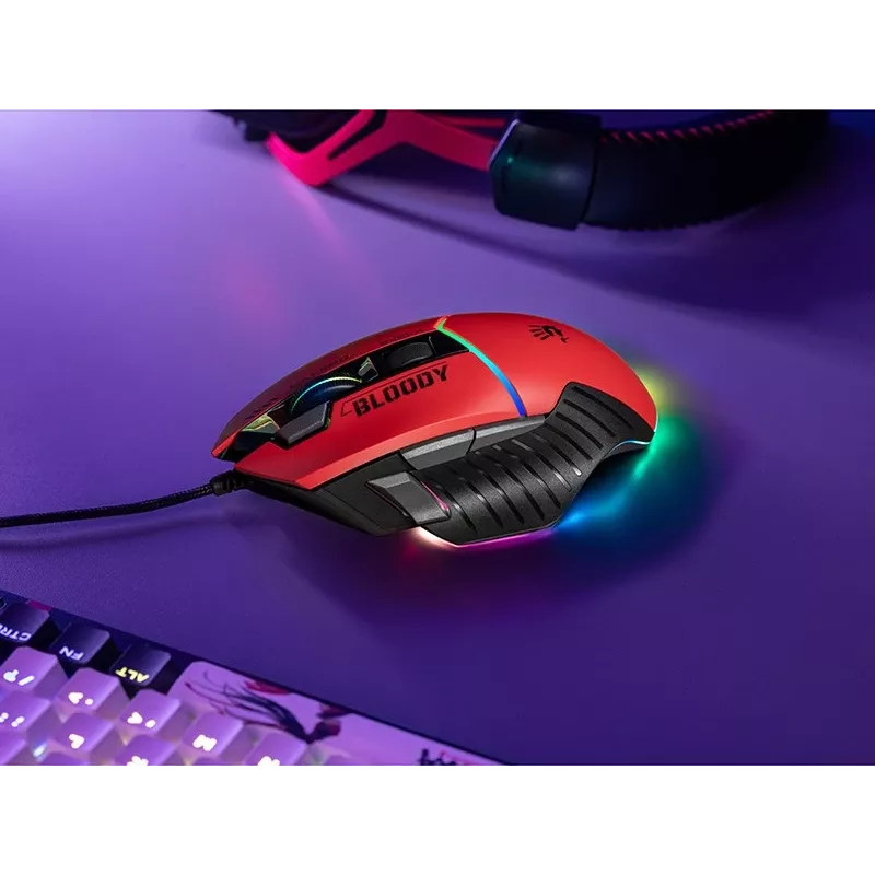 Ratón gaming A4Tech Bloody W95Max – diestro, con cable USB, 12000 DPI, 1 ms, 250 ips, 50 M de clics, 146 g