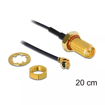 Cable coaxial DeLOCK 88746 0,2 m negro