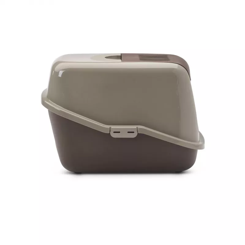 Arenero cubierto para gatos Savic Nestor, plástico, 56×39×38,5 cm, gris cálido–marrón chocolate