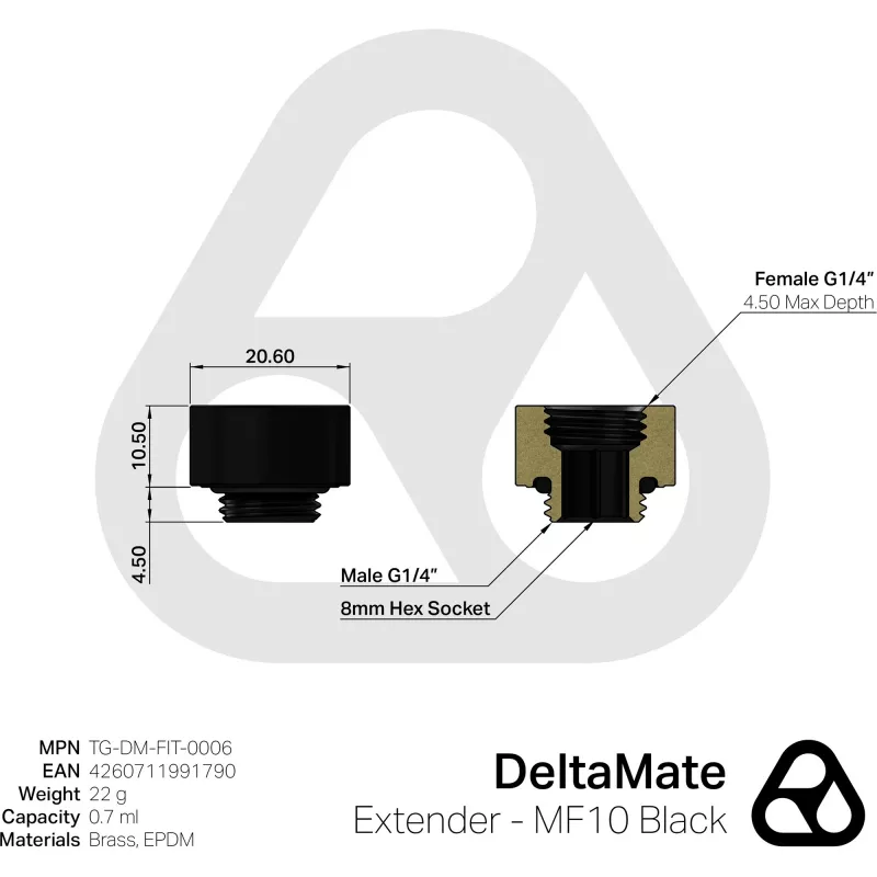 Thermal Grizzly DeltaMate Extender - MF10 negro (TG-DM-FIT-0006)