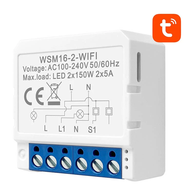 Módulo de interruptor inteligente Avatto WSM16-W2, control remoto Wi-Fi, relé de un canal para domótica