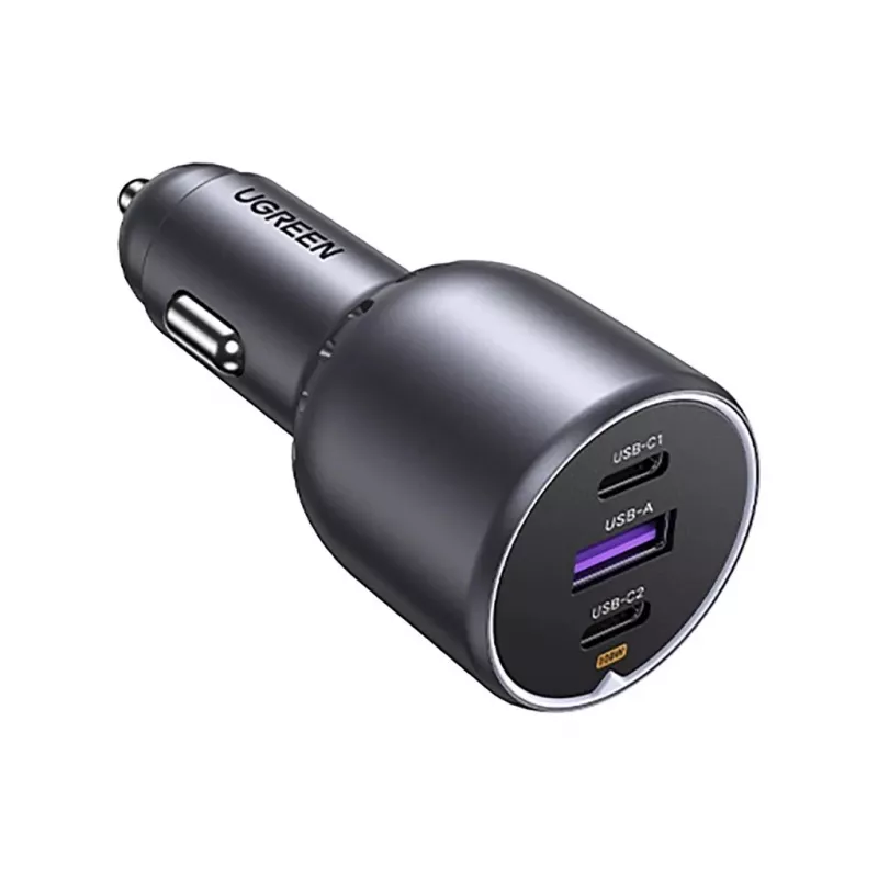 Ugreen Cargador rápido de coche 130W 3 puertos gris