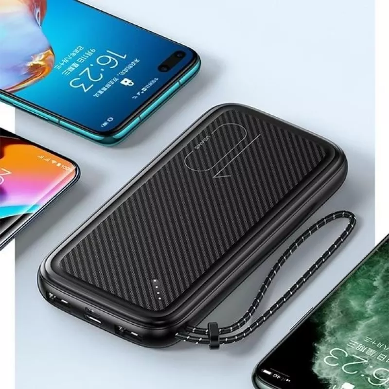 Batería externa portátil USAMS PB56 10000 mAh 2x USB / USB-C / MicroUSB carga rápida