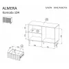 Cómoda cama meble ALMERA 104x42x75 cm, nogal/cashmere, 3 cajones, aglomerado