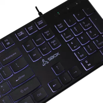 Teclado USB con cable SBOX K-22 US negro — distribución US, negro, conexión USB con cable