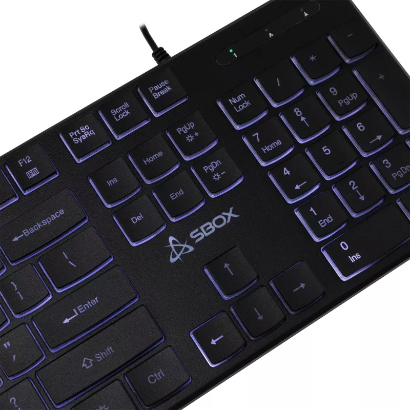 Teclado USB con cable SBOX K-22 US negro — distribución US, negro, conexión USB con cable