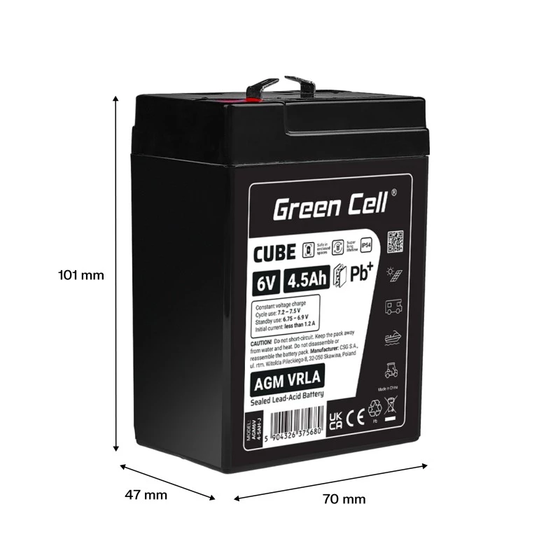Batería AGM VRLA 6V 4,5Ah IP54