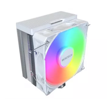 Refrigerador por aire Montech NX400 ARGB 120 mm blanco — 270 W TDP, FDB, 156×74×120 mm