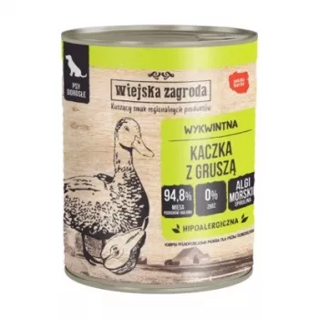 WIEJSKA ZAGRODA Pato con pera - Comida húmeda para perros - 800g