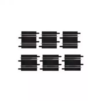 Piezas de circuito CARRERA set de rectas — 3×100 mm + 3×114 mm negro, 6 uds.
