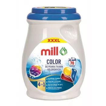 MILL PROFESSIONAL cápsulas de lavado para ropa de color 3 cámaras 70 uds.
