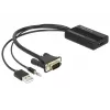 Cable adaptador de vídeo DeLOCK 62597 0,25 m HDMI Type-A VGA D-Sub 3,5 mm USB Type-A negro