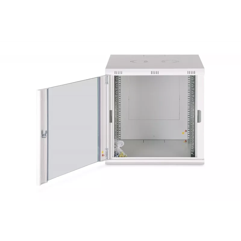 Rack de montaje en pared DIGITUS Dynamic-N 12U 600x600 mm IP20, cerradura con llave, gestión de cables, sin montar