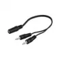 Cable adaptador de jack 3,5 mm Wentronic Goobay, negro, 0,2 m - conector hembra jack 3,5 mm (3 polos, estéreo) > 2 conectores macho jack 3,5 mm (2 polos, mono) (50472)
