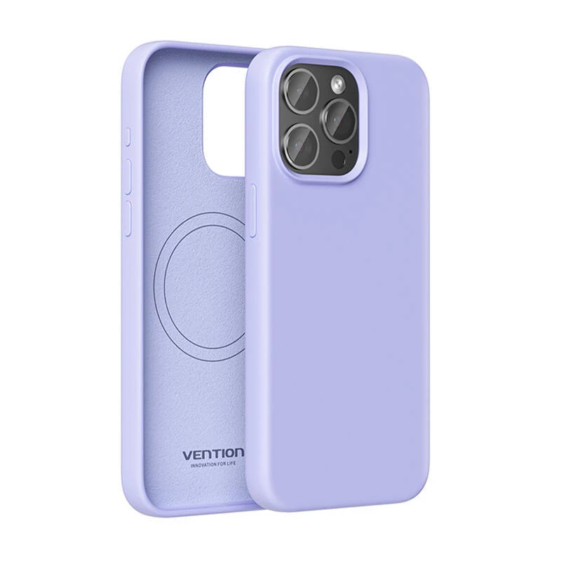 Funda para móvil Vention Silicone Case KUFV0-40 para iPhone 15 Pro Max, Lila, silicona tacto suave ajuste delgado