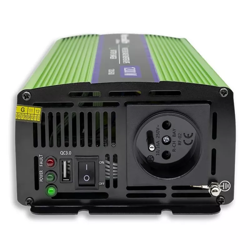 Inversor de coche Qoltec Monolith 1200 W Verde 12 V