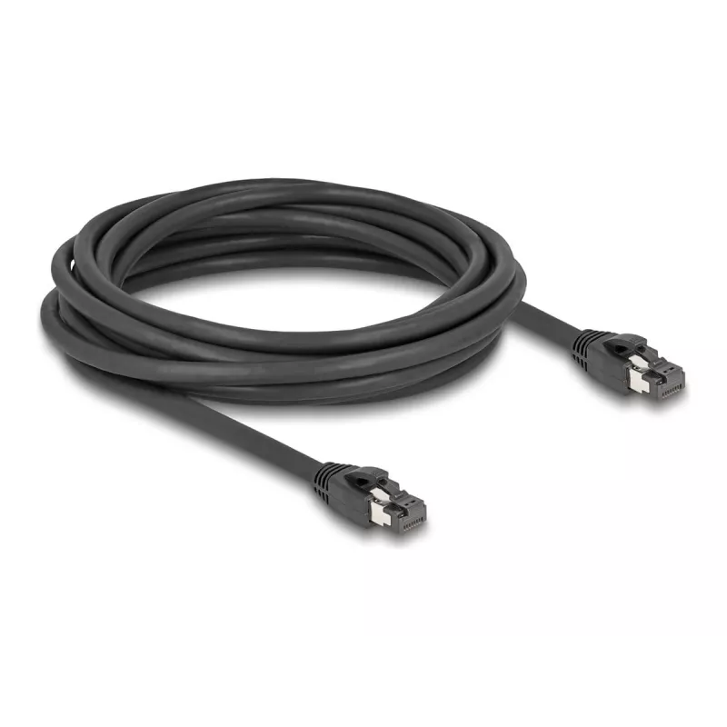 Delock - Cable de red - RJ-45 (M) a RJ-45 (M) - 5,0 m - 7,5 mm - S/FTP - CAT 8.1 - libre de halógenos, protección de pestaña, hasta 40 Gbit/s de velocidad de transferencia de datos - Negro (80236)