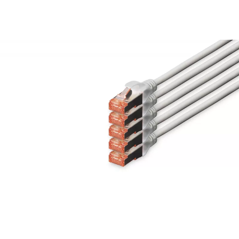 DIGITUS cable de conexión CAT6 S/FTP, 15 m, gris, pack de 5