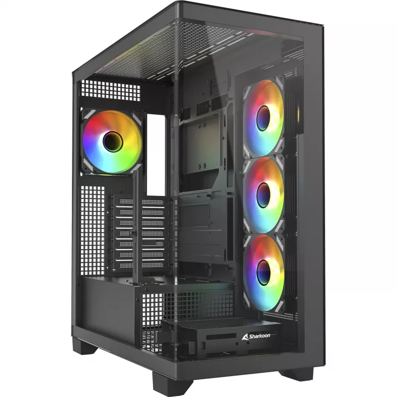 ELITE SHARK CA500, caja torre negra, 2x cristal templado