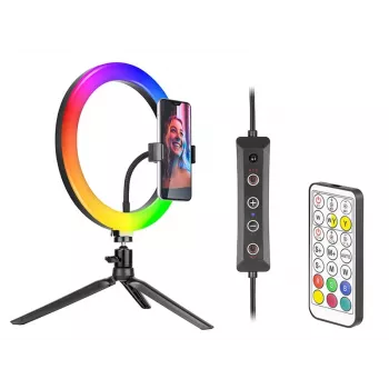 Lámpara anular RGB 26 cm con trípode