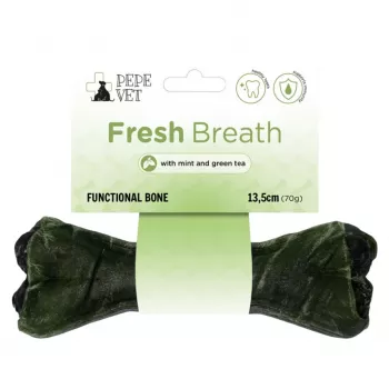 Snack funcional para perros PAKA ZWIERZAKA Pepe Vet Bone Fresh Breath, hueso masticable con ternera, 70 g, sin cereales, para perros adultos