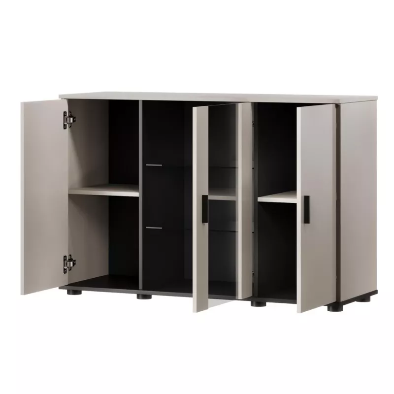 Cómoda Cama Meble SOHO 120×41×80 cm — frentes color cashmere, marco negro