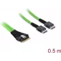 Cable interno PCIe 4.0 DELOCK Slim SAS SFF-8654 8i a 2× OCuLink SFF-8611 4i 0,5 m