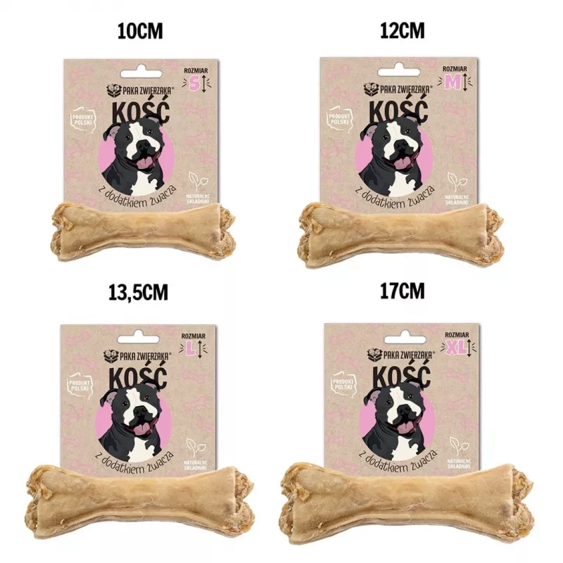 Hueso masticable para perros PAKA ZWIERZAKA 10 cm, con callos, 35 g, premio de higiene dental de ternera hipoalergénico