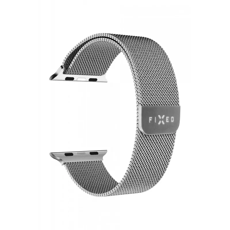 Correa de malla FIXED para Apple Watch 38/40/41 mm — FIXMEST-436-SL Plata, acero inoxidable milanés, ajustable