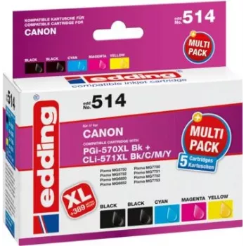 Cartucho de tinta EDDING sustituye a Canon PGI-570XL+CLI-571XL compatible negro cian magenta (18-514-01)