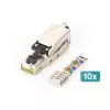 Conector montable en campo DIGITUS CAT 6A STP RJ-45 con tapa antipolvo y protección antiacodamiento – pack de 10